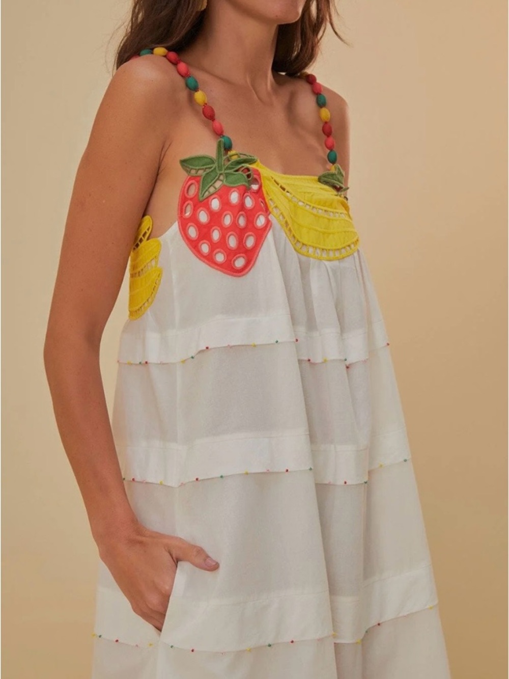 Farm Rio Fruit Richelieu Appliqué One-Piece Dress